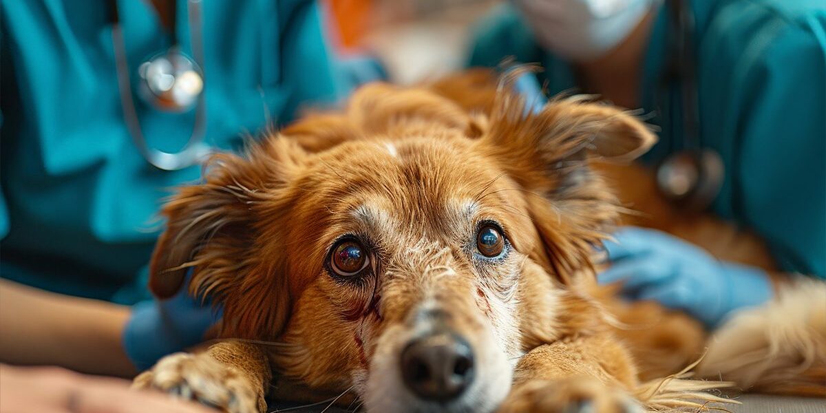 24 Hour Emergency Care In Dubuque Ia old dog with vet during emergency